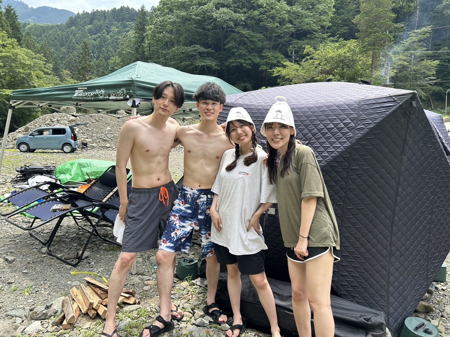 神奈川・相模原市・テントサウナパーク In 高瀬野・お客様撮影｜川サウナのイメージ画像